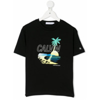 Calvin Klein Kids Camiseta com estampa de logo e palmeira - Preto