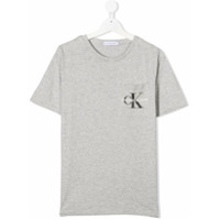 Calvin Klein Kids Camiseta de algodão com estampa de logo - Cinza