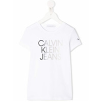 Calvin Klein Kids Camiseta decote careca com estampa de logo - Branco
