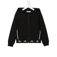 Calvin Klein Kids logo trim zip-up hoodie - Preto