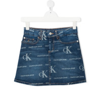 Calvin Klein Kids Minissaia jeans com estampa de logo - Azul