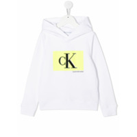 Calvin Klein Kids Moletom com capuz e estampa de logo - Branco