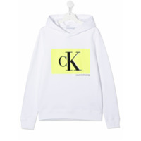 Calvin Klein Kids Moletom com capuz e logo contrastante - Branco