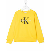 Calvin Klein Kids Moletom decote careca com estampa de logo - Amarelo