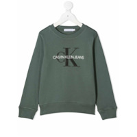 Calvin Klein Kids Moletom decote careca com estampa de logo - Verde