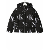 Calvin Klein Kids monogram print padded jacket - Preto