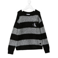 Calvin Klein Kids striped fluffy sweatshirt - Preto
