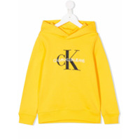 Calvin Klein Kids Suéter com capuz e estampa de logo - Amarelo