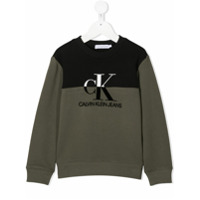 Calvin Klein Kids Suéter com logo color block - Verde