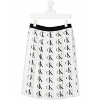 Calvin Klein Kids TEEN all-over logo pleated skirt - Branco