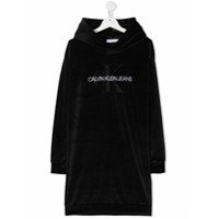 Calvin Klein Kids TEEN embroidered logo hoodie dress - Preto