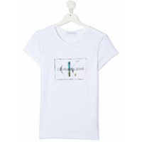 Calvin Klein Kids TEEN holographic logo cotton T-shirt - Branco