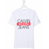 Calvin Klein Kids TEEN logo-print crew neck T-shirt - Branco