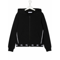 Calvin Klein Kids TEEN logo trim zip-up hoodie - Preto