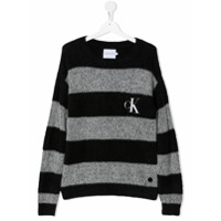 Calvin Klein Kids TEEN stripe fluffy sweatshirt - Preto