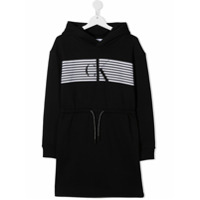 Calvin Klein Kids Vestido com capuz e estampa de logo - Preto