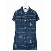 Calvin Klein Kids Vestido jeans com estampa de logo - Azul