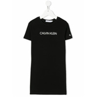 Calvin Klein Kids Vestido reto com estampa de logo - Preto