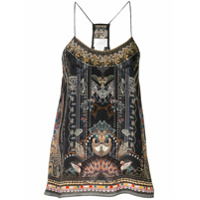 Camilla Blusa decote nadador com estampa paisley - Preto