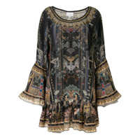 Camilla Vestido mini com mangas amplas - Preto