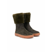 Camper Kids Bota cano longo com detalhe de pelos - Verde