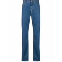 Canali Calça jeans reta cintura média - Azul