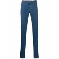 Canali Calça jeans slim com cintura média - Azul