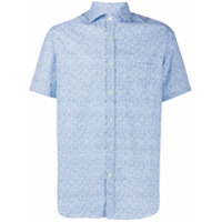 Canali Camisa com estampa floral e barra curvada - Azul