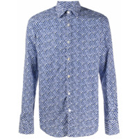 Canali Camisa com mangas longas e estampa floral - Azul