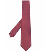 Canali Gravata de seda com padronagem de poás vermelha - Marrom