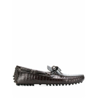 Car Shoe Sapato de couro com efeito pele de crocodilo - Marrom
