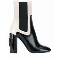 Casadei Bota bicolor com salto bloco - Preto