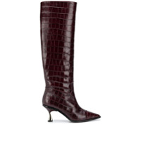 Casadei Bota cano longo com efeito pele de crocodilo - Vermelho