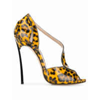 Casadei Sandália com estampa de leopardo e salto 130mm - Amarelo