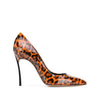 Casadei Sapato Blade com estampa de leopardo - Laranja