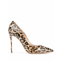 Casadei Sapato de couro com estampa de leopardo - Marrom
