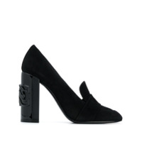 Casadei Scarpin salto bloco com placa de logo e salto 110mm - Preto