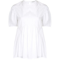 Cecilie Bahnsen lace-trim short-sleeved blouse - Branco