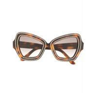 Celine Eyewear Óculos de sol com efeito tartaruga e tachas - Marrom