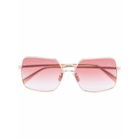 Celine Eyewear Óculos de sol quadrada com lentes rosas - Dourado