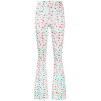 C’Est La V.It Calça flare com estampa floral - Branco