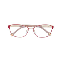 Ch Carolina Herrera Óculos com armação retangular - Vermelho