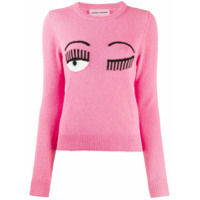 Chiara Ferragni Flirting intarsia-knit logo jumper - Rosa