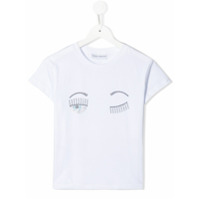 Chiara Ferragni Kids Camiseta com bordado de ilhoses - Branco
