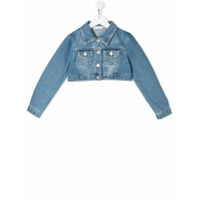 Chiara Ferragni Kids Jaqueta jeans cropped - Azul
