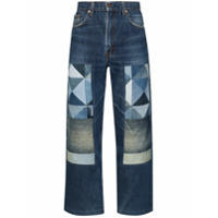 Children Of The Discordance Calça jeans reta com patchwork - Azul