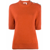 Chloé Blusa de cashmere com botões nos ombros - Laranja