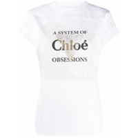 Chloé Camiseta com estampa de slogan e barra curvada - Branco