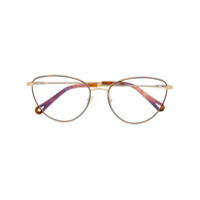 Chloé Eyewear Armação de óculos de gatinho com detalhe tartaruga - Dourado