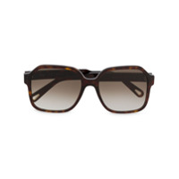 Chloé Eyewear Óculos de sol oversized com efeito tartaruga - Marrom